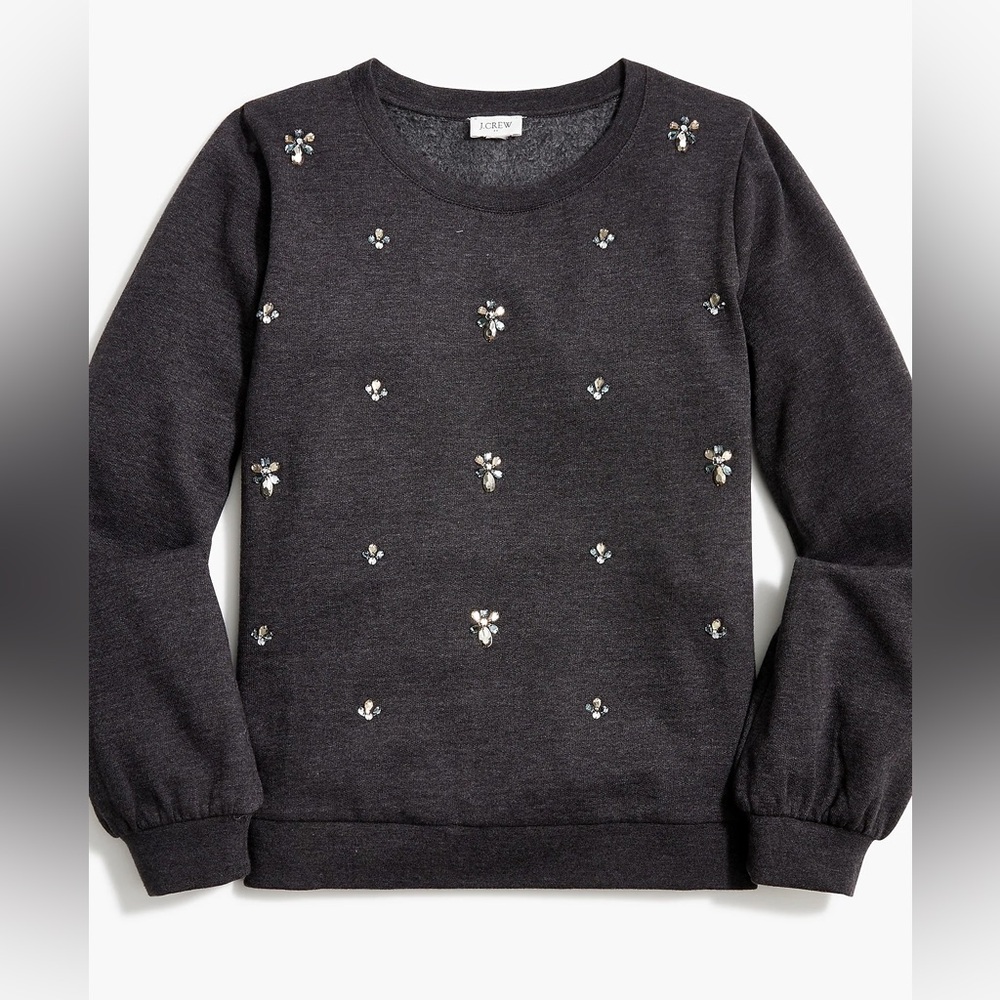 J. Crew Charcoal Embellished Sweatshirt Top